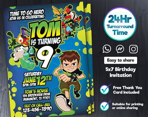 ben 10 party invitations|Ben 10 Party Invitation .